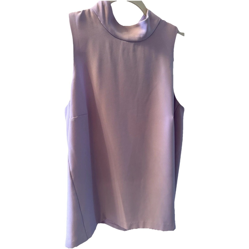 DKNYC Purple Solid Sleeveless Mock Neck Woven Blouse Top with Half Zip
